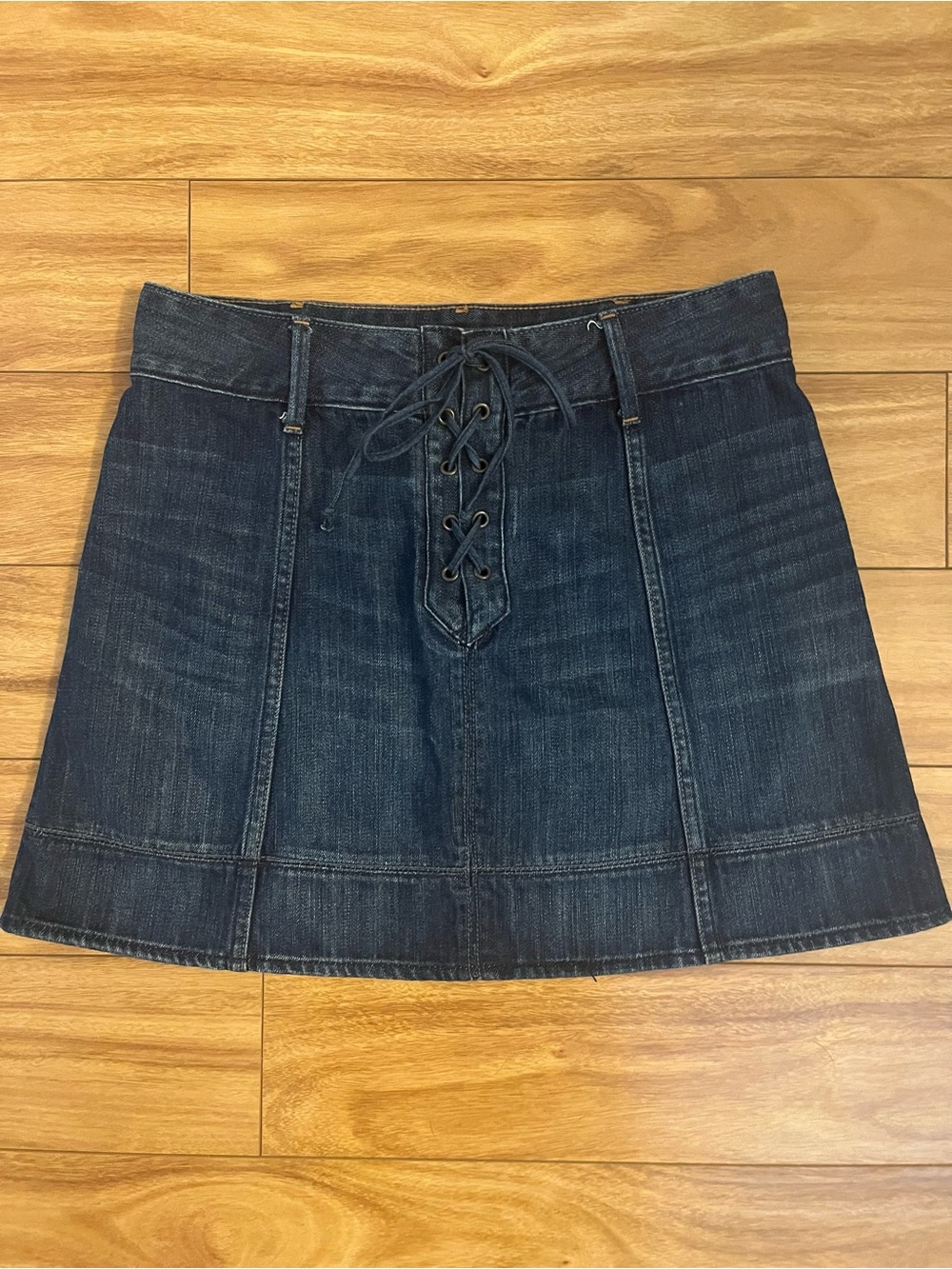Abercrombie & Fitch Dark Blue Denim Lace-Up Mini Skirt